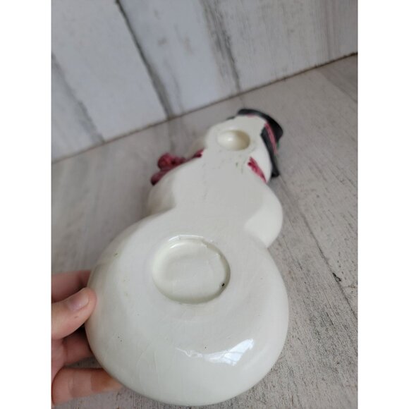 Vintage snowman ceramic? dish trinket tray Xmas home decor unique top hat - Picture 6 of 7